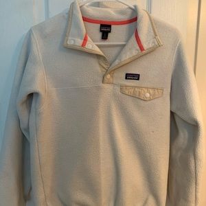 white lightweight snap fleece pullover patagonia